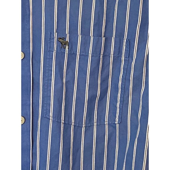Abercrombie & Fitch Mens Muscle Fit Blue/White Striped Button-Up Shirt Size XL - Picture 2 of 7